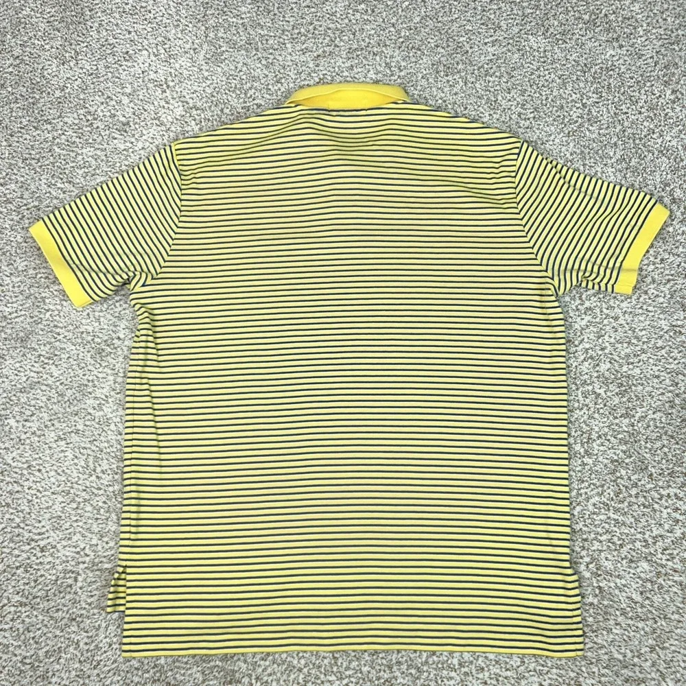 Polo Ralph Lauren Polo Shirt Men XL Yellow Stripe Cotton Pony Logo Casual Preppy